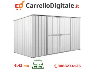 Box in Acciaio Zincato 3.45 x 1.86 m x h1.92 m - 98 KG – 6,0 metri quadri - BIANCO