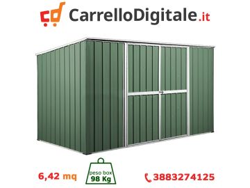 Box in Acciaio Zincato 3.45 x 1.86 m x h1.92 m - 98 KG – 6,0 metri quadri - VERDE
