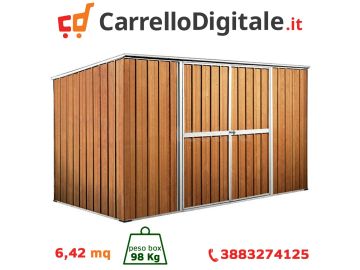 Box in Acciaio Zincato 3.45 x 1.86 m x h1.92 m - 98 KG – 6,0 metri quadri - LEGNO