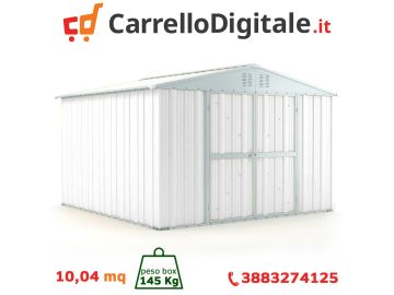 Box in Acciaio Zincato 3.27 x 3.07 m x h2.17 m - 145 KG – 9,4 metri quadri - BIANCO