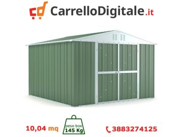 Box in Acciaio Zincato 3.27 x 3.07 m x h2.17 m - 145 KG – 9,4 metri quadri - VERDE
