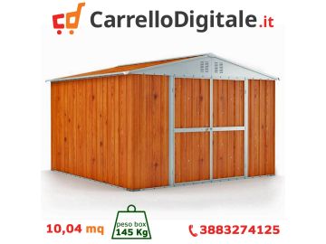 Box in Acciaio Zincato 3.27 x 3.07 m x h2.17 m - 145 KG – 9,4 metri quadri - LEGNO