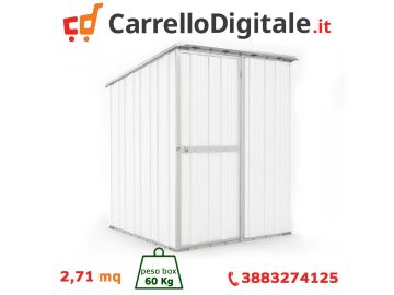Box in Acciaio Zincato Casetta da Giardino in Lamiera 1.55 x 1.75 m x h2.02 m - 60 KG – 2.71 metri quadri - BIANCO