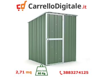 Box in Acciaio Zincato Casetta da Giardino in Lamiera 1.55 x 1.75 m x h2.02 m - 60 KG – 2.71 metri quadri - VERDE