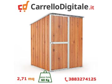 Box in Acciaio Zincato Casetta da Giardino in Lamiera 1.55 x 1.75 m x h2.02 m - 60 KG – 2.71 metri quadri - LEGNO