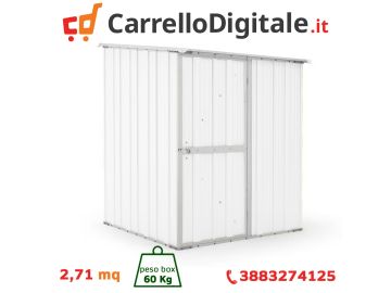 Box in Acciaio Zincato Casetta da Giardino in Lamiera 1.55 x 1.75 m x h2.02 m - 60 KG – 2.71 metri quadri - BIANCO