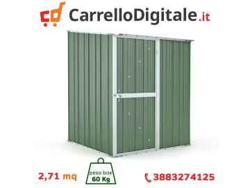 Box in Acciaio Zincato Casetta da Giardino in Lamiera 1.55 x 1.75 m x h2.02 m - 60 KG – 2.71 metri quadri - VERDE
