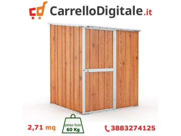 Box in Acciaio Zincato Casetta da Giardino in Lamiera 1.55 x 1.75 m x h2.02 m - 60 KG – 2.71 metri quadri - LEGNO