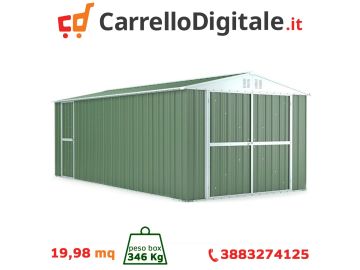 Box in Acciaio Zincato 3.27 x 6.11 m x h2.35 m - 346 KG – 19 metri quadri - VERDE