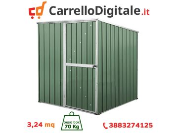 Box in Acciaio Zincato 1.75 x 1.85 m x h1.92 m - 70 KG - 2,92 metri quadri - VERDE