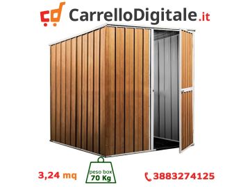 Box in Acciaio Zincato 1.75 x 1.85 m x h1.92 m - 70 KG - 2,92 metri quadri - LEGNO