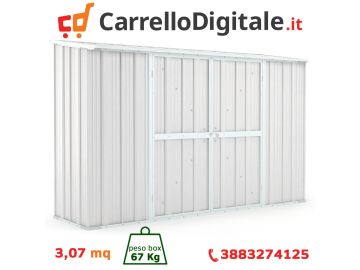 Box in Acciaio Zincato 3.07 x 1.00 m x h1.92 m - 75 KG - 3.07 metri quadri - BIANCO