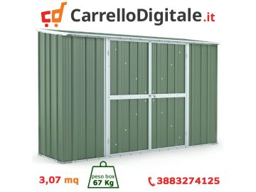 Box in Acciaio Zincato 3.07 x 1.00 m x h1.92 m - 75 KG - 3.07 metri quadri - VERDE