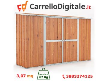 Box in Acciaio Zincato 3.07 x 1.00 m x h1.92 m - 75 KG - 3.07 metri quadri - LEGNO