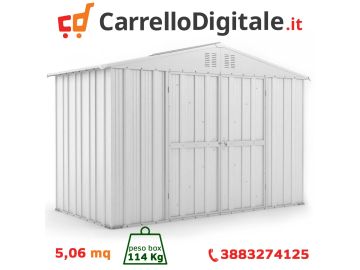 Box in Acciaio Zincato 3.27 x 1.55 m x h2.17 m - 114 KG - 5.06 metri quadri - BIANCO