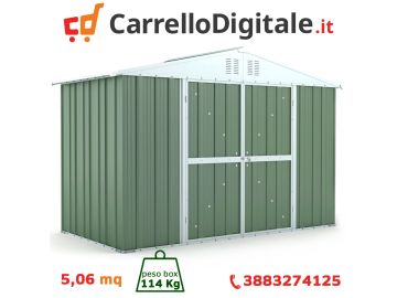 Box in Acciaio Zincato 3.27 x 1.55 m x h2.17 m - 114 KG - 5.06 metri quadri - VERDE