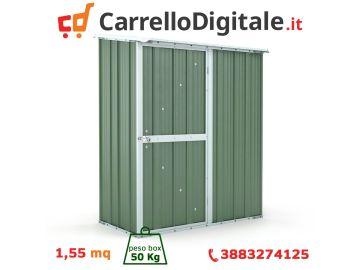 Box in Acciaio Zincato 1.55 x 1.00 m x h1.92 m - 50 KG – 1,55 metri quadri – VERDE