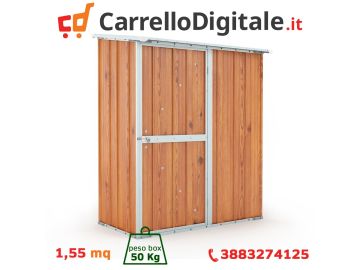 Box in Acciaio Zincato 1.55 x 1.00 m x h1.92 m - 50 KG – 1,55 metri quadri – LEGNO