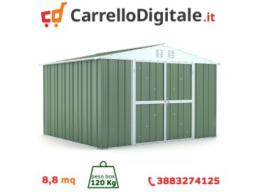Box in Acciaio Zincato 3.27 x 2.69 m x h2.17 m - 132 KG – 8.80 metri quadri - VERDE