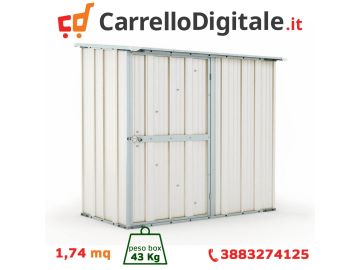 Box in Acciaio Zincato Casetta da Giardino Esterna 1.74 x 1.00 m x h1.82 m - 43 KG – 1.74 metri quadri - BIANCO