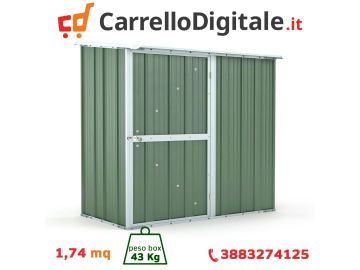 Box in Acciaio Zincato Casetta da Giardino Esterna 1.74 x 1.00 m x h1.82 m - 43 KG – 1.74 metri quadri - VERDE