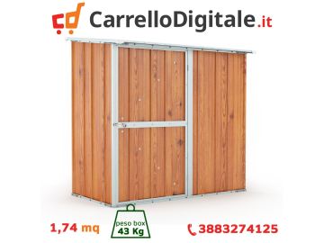 Box in Acciaio Zincato Casetta da Giardino Esterna 1.74 x 1.00 m x h1.82 m - 43 KG – 1.74 metri quadri - LEGNO