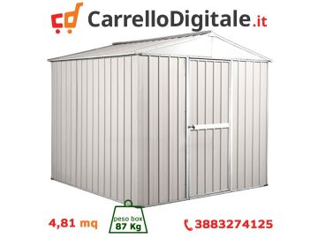 Box in Acciaio Zincato Casetta da Giardino 2.75 x 1.75 m x h2.15 m - 87 KG – 4.81 metri quadri - BIANCO