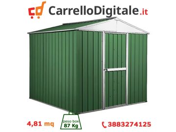 Box in Acciaio Zincato Casetta da Giardino 2.75 x 1.75 m x h2.15 m - 87 KG – 4.81 metri quadri - VERDE