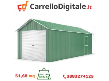 Box in Acciaio Zincato 4.38 x 11.80 m x h 3.31 m - 906 KG – 51.68 metri quadri - VERDE