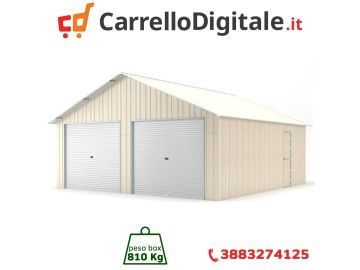 Box in Acciaio Zincato Casetta da Giardino in Lamiera Box Auto 6.66 x 7.24 m x h 3.80 m - 810 KG – 48.22 metri quadri - BEIGE
