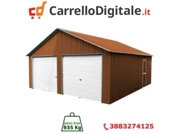 Box in Acciaio Zincato Casetta da Giardino in Lamiera Box Auto 6.66 x 8.76 m x h 3.80 m - 935 KG – 58.34 metri quadri - LEGNO