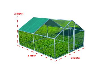 Gabbia per animali da esterno - Recinto per Polli 3 x 4m x 2m H  - 12 mq - 73Kg