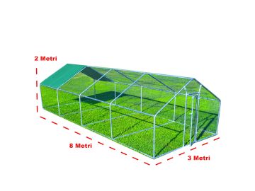 Gabbia per animali da esterno - Recinto per Polli 3 x 8m x 2m H  - 24 mq - 117Kg