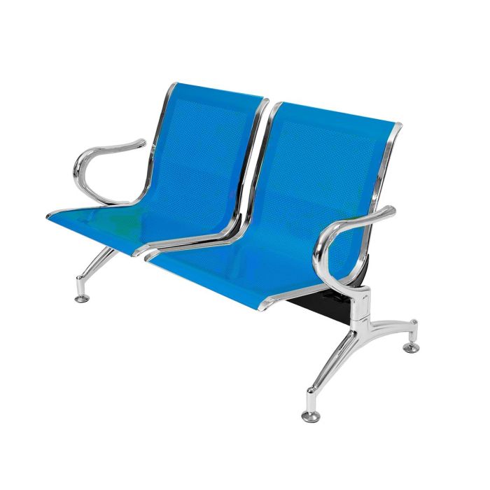 Panca per sala d’attesa, ufficio, studio, a 2 posti in acciaio - COLORE BLU