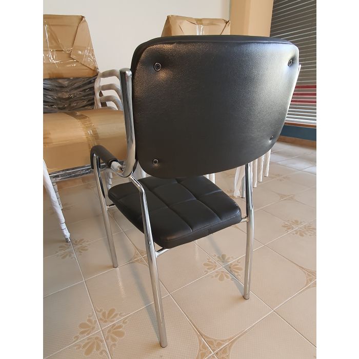 Sedia cromata imbottita per sala d'attesa, ufficio studio colore nero