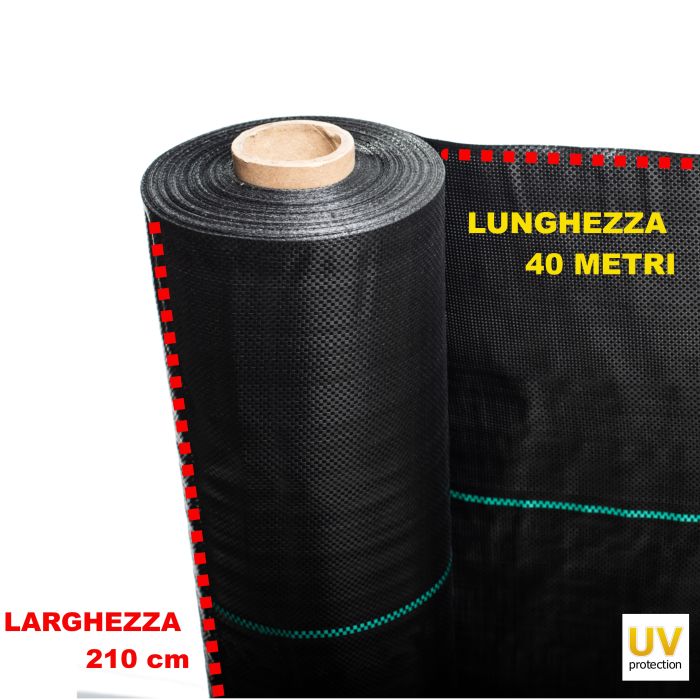 Telo professionale per pacciamatura anti alga/ erbacce in polipropilene 210cm x 40m - 100gr/mq