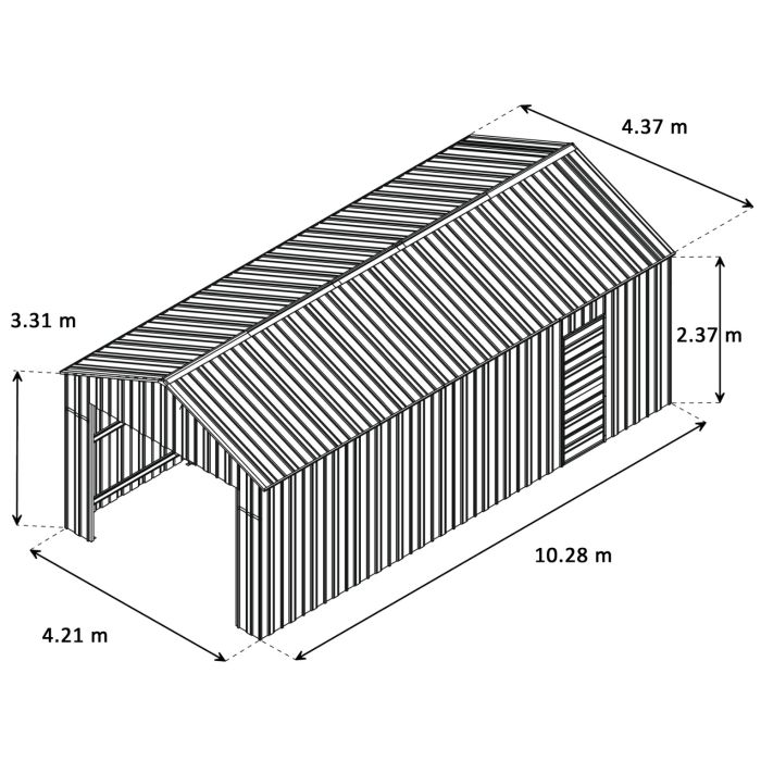 Box in Acciaio Zincato 4.38 x 10.28 m x h 3.31 m - 799 KG – 45 metri quadri - VERDE