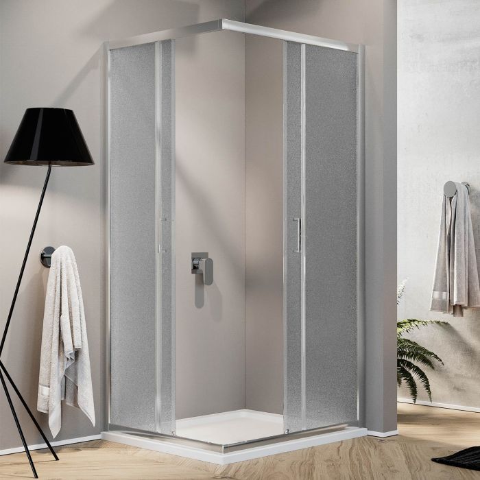 Box doccia angolare squadrato Modello City h 198 cm con vetro stampato