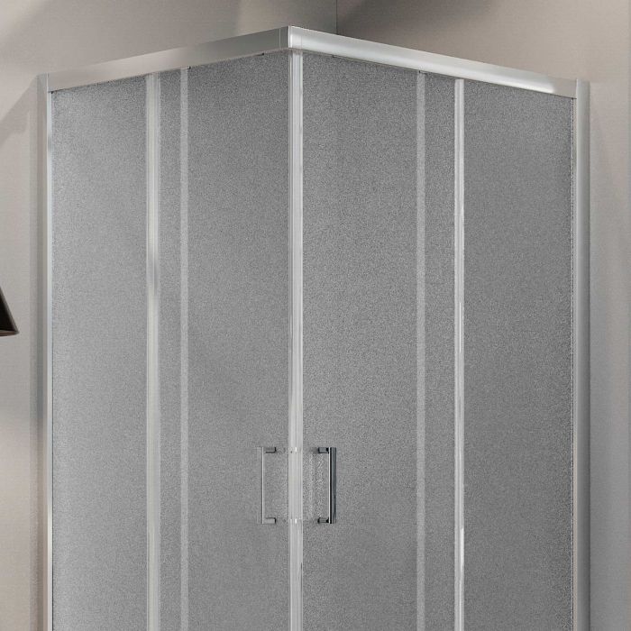 Box doccia angolare squadrato Modello City h 198 cm con vetro stampato