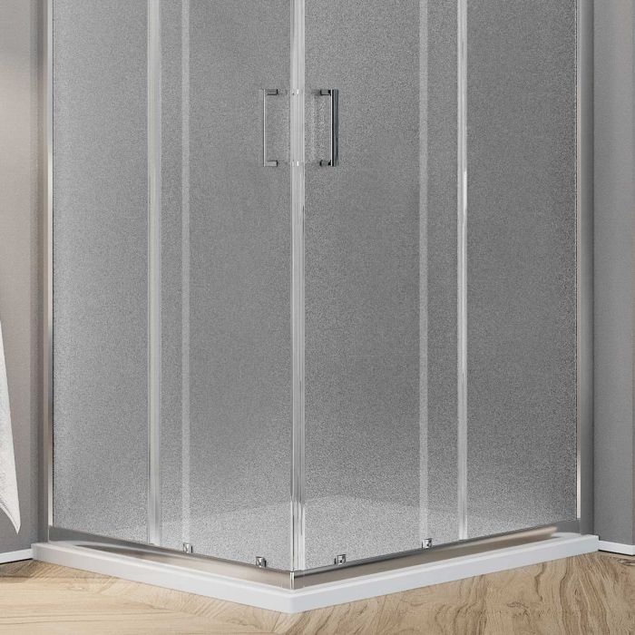 Box doccia angolare squadrato Modello City h 185 cm con vetro stampato