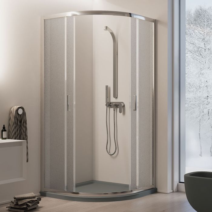Box doccia angolare semicircolare Modello City h 185 cm con vetro stampato