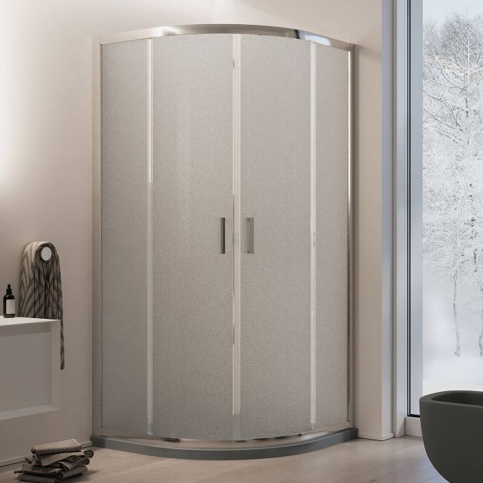 Box doccia angolare semicircolare Modello City h 185 cm con vetro stampato