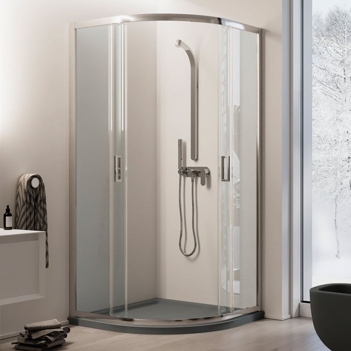 Box doccia angolare semicircolare Modello City h 185 cm con vetro trasparente