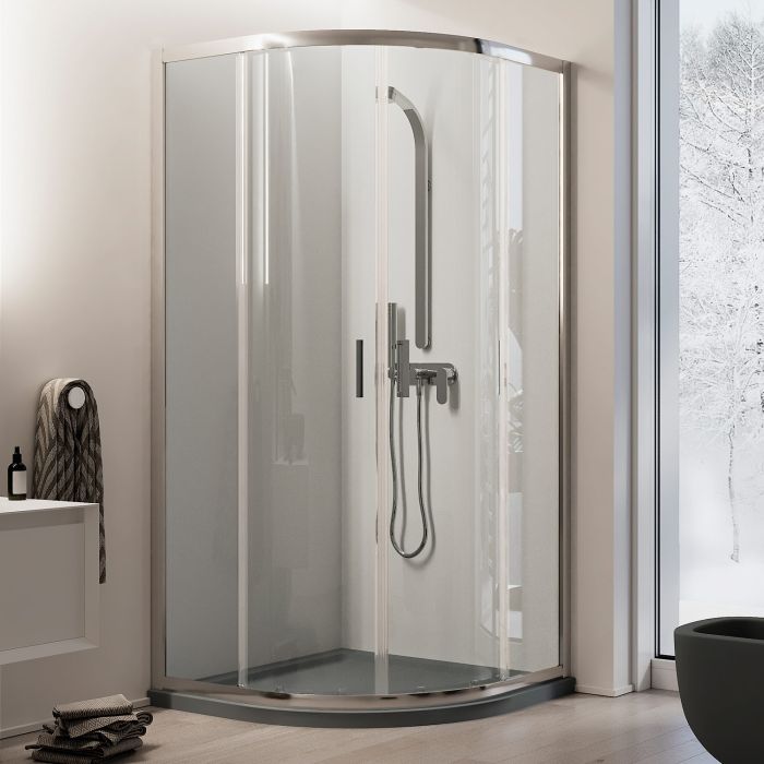 Box doccia angolare semicircolare Modello City h 185 cm con vetro trasparente
