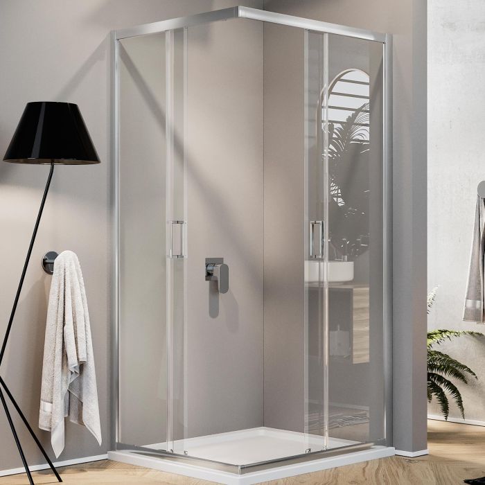 Box doccia angolare squadrato Modello City h 198 cm con vetro trasparente