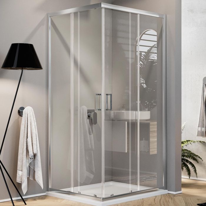 Box doccia angolare squadrato Modello City h 198 cm con vetro trasparente