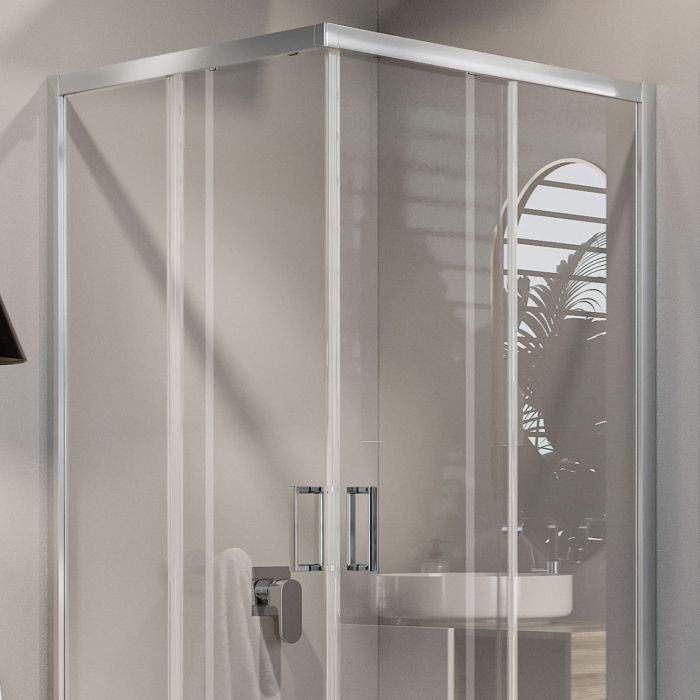 Box doccia angolare squadrato Modello City h 198 cm con vetro trasparente