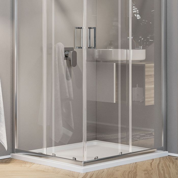 Box doccia angolare squadrato Modello City h 198 cm con vetro trasparente