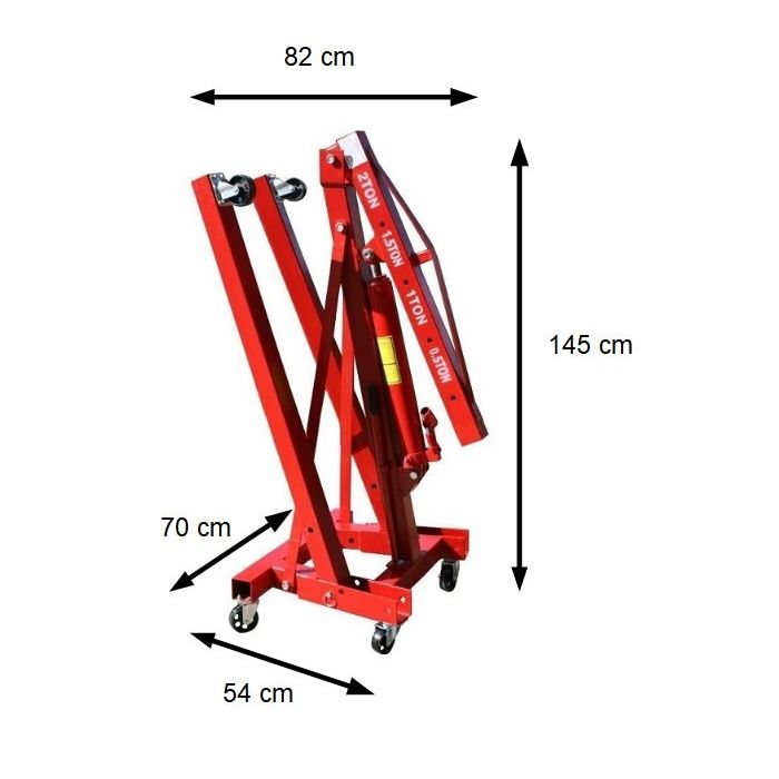 Gru idraulica Pieghevole - gruetta officina per sollevamento motori - 2 Tonnellate