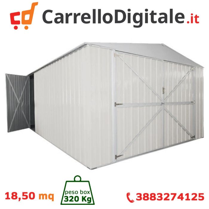Box in Acciaio Zincato 3.60 x 5.14 m x h2.30 m - 320 KG - 18 metri quadri - BIANCO